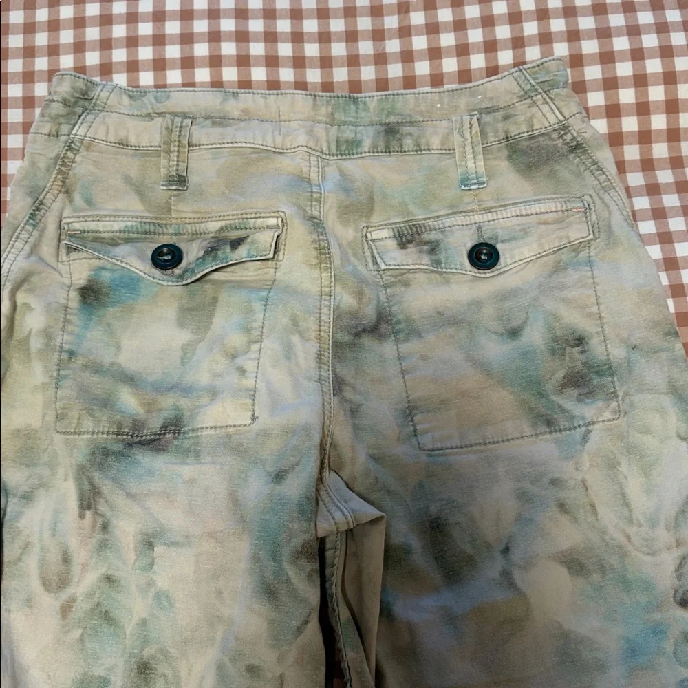 Anthropologie The Wanderer Tie-Dye Cargo Pants in Sage & Aqua - Picture 2 of 5